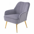 Poltrona in Velluto Grigio con Gambe in Metallo