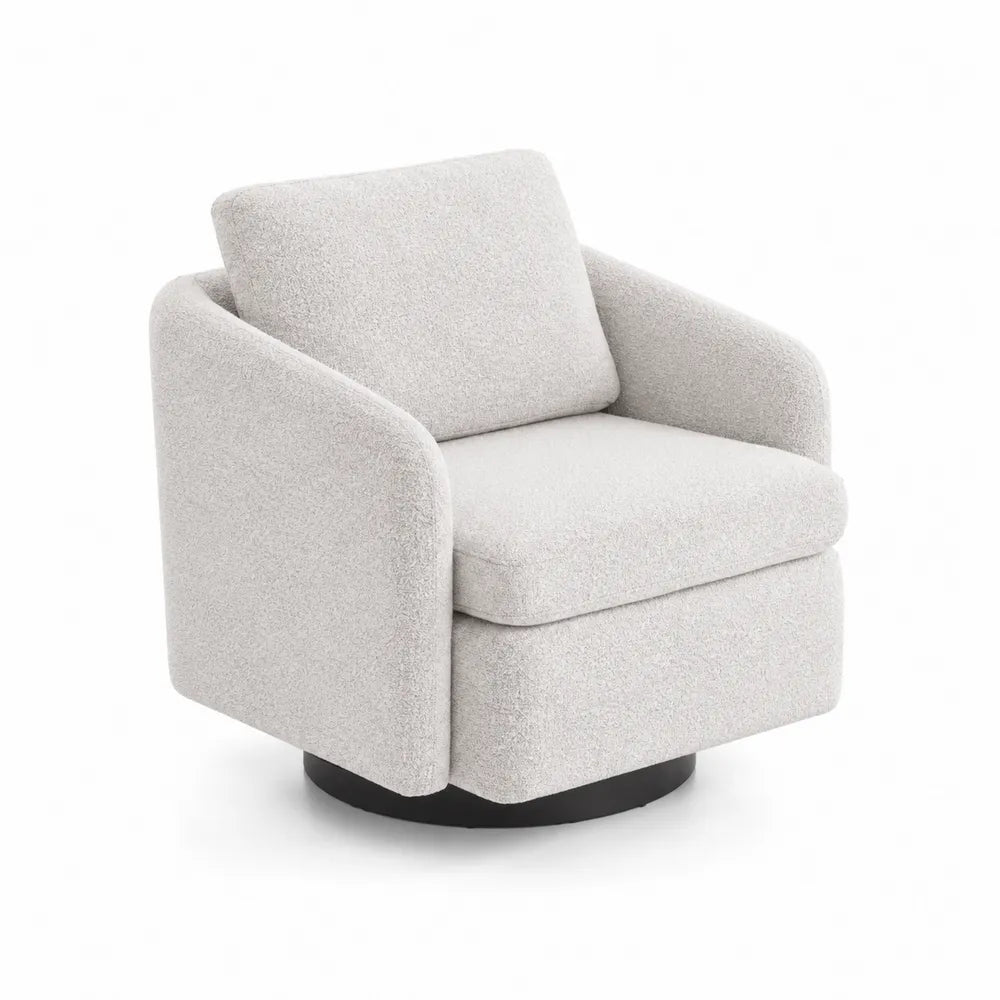 Poltrona girevole in tessuto Bouclé Bianco