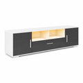 Mobile TV in legno composito Bianco/Nero con LED e maniglie in metallo