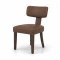 Sedia da pranzo in pelle PU marrone con gambe in legno