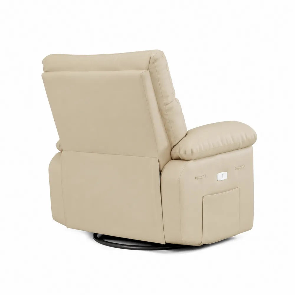 Poltrona reclinabile girevole in pelle sintetica Beige