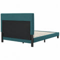 Letto in Tessuto Verde con Struttura in Legno e Testiera Imbottita, 200x160 cm