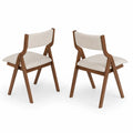Set di 2 Sedie in Legno e Tessuto Poliestere Beige